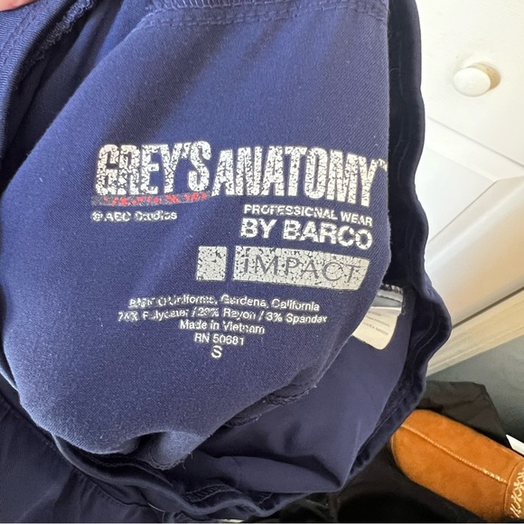Greys Anatomy Signature Scrub Pants by Barco Womens Small Navy Blue Drawstring - Picture 9 of 12